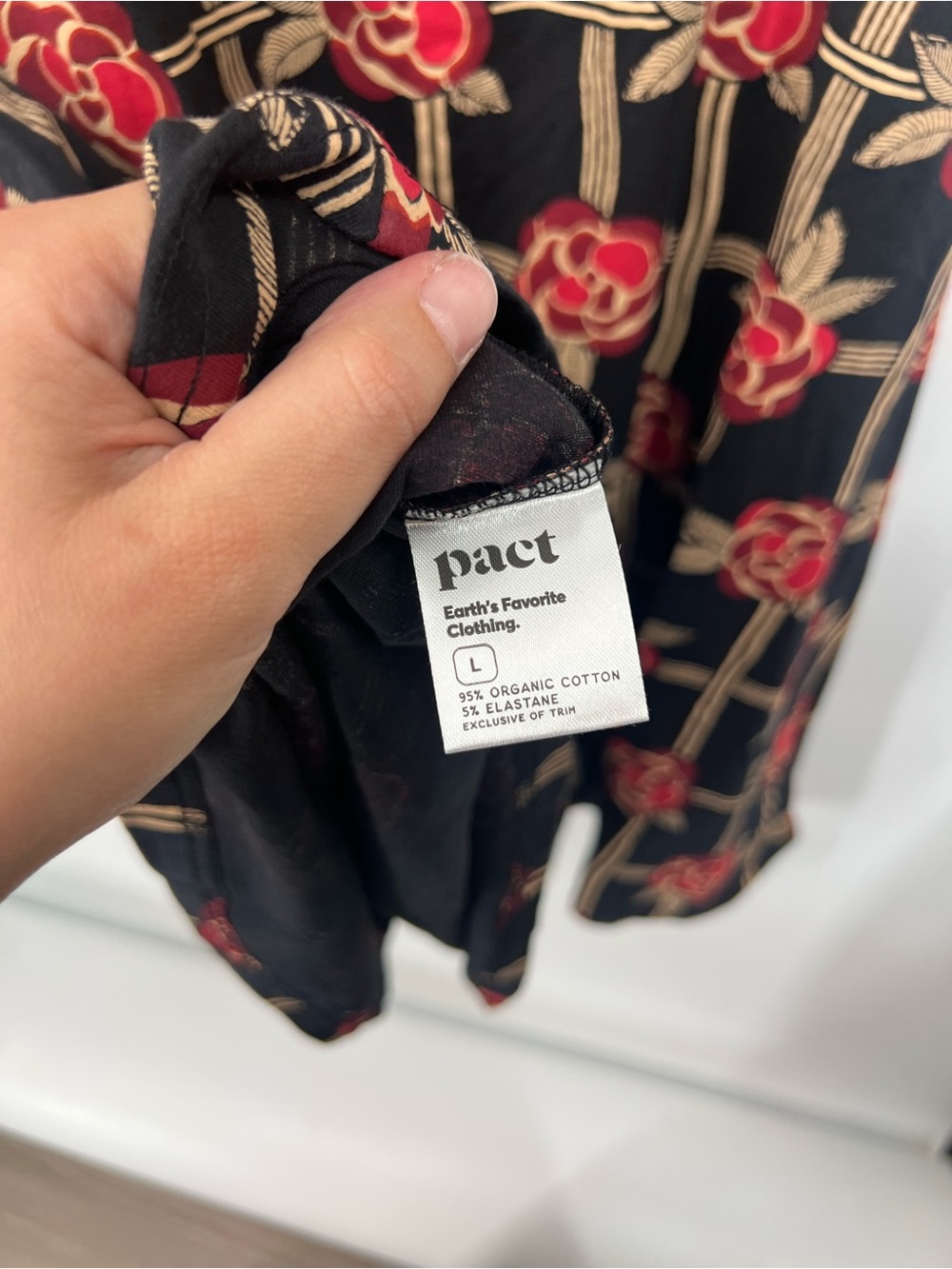 Pact Floral Fit & Flare Midi Dress 3/4 Sleeve Red Rose Print NWT - Picture 7 of 7